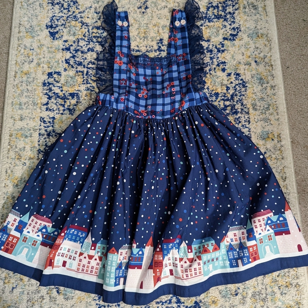 Wildflowers Winter Wonderland Holiday Pinafore Dress Size 14 New
